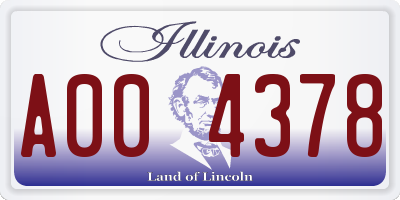 IL license plate A004378