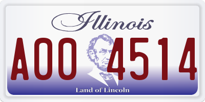 IL license plate A004514