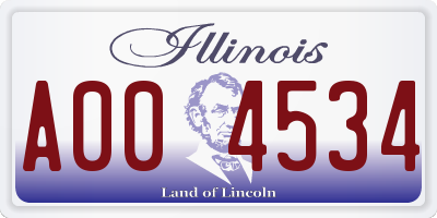 IL license plate A004534