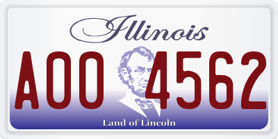 IL license plate A004562
