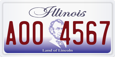 IL license plate A004567