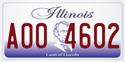 IL license plate A004602