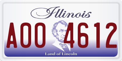 IL license plate A004612