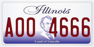 IL license plate A004666