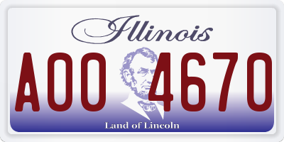 IL license plate A004670