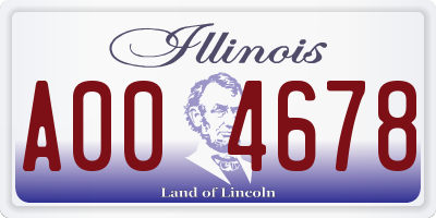 IL license plate A004678