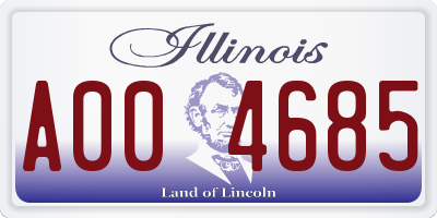 IL license plate A004685