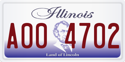 IL license plate A004702