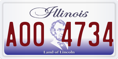 IL license plate A004734