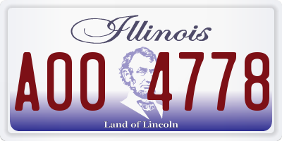 IL license plate A004778