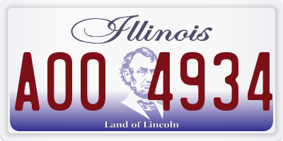 IL license plate A004934