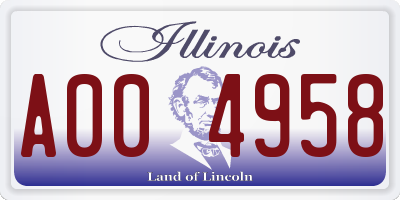 IL license plate A004958