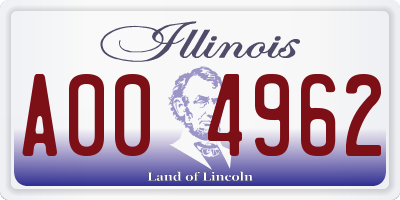 IL license plate A004962