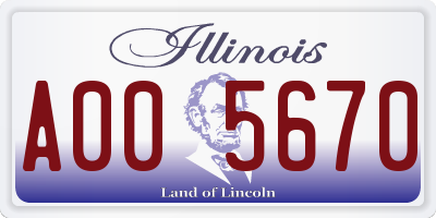 IL license plate A005670