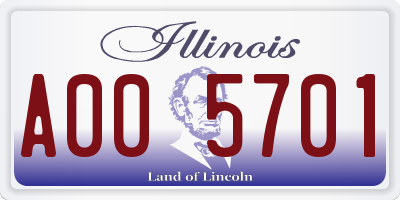 IL license plate A005701