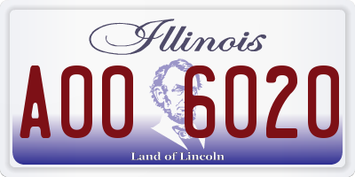 IL license plate A006020