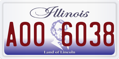 IL license plate A006038