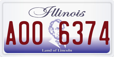 IL license plate A006374