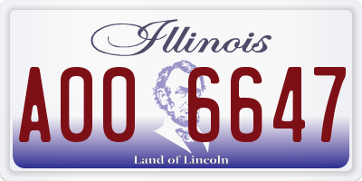 IL license plate A006647