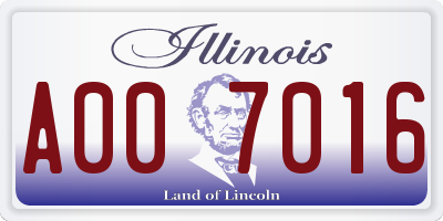 IL license plate A007016