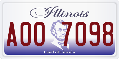 IL license plate A007098