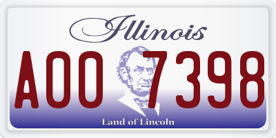 IL license plate A007398