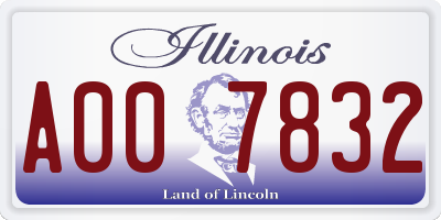 IL license plate A007832