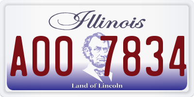 IL license plate A007834