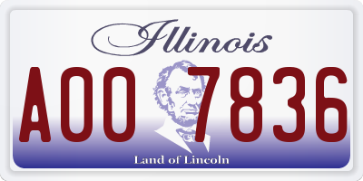 IL license plate A007836