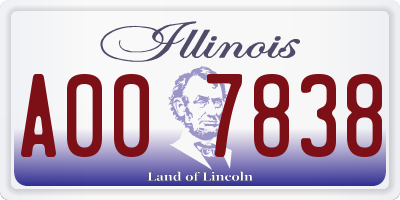 IL license plate A007838