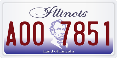 IL license plate A007851