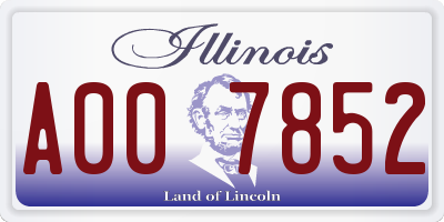 IL license plate A007852