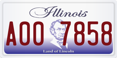 IL license plate A007858