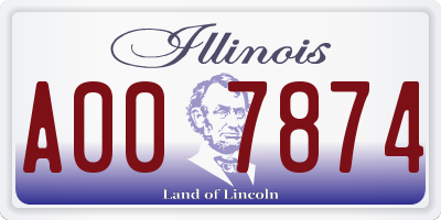 IL license plate A007874