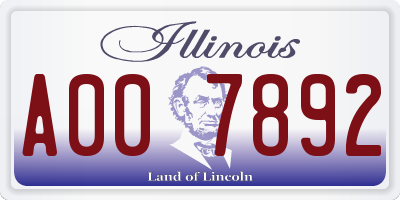 IL license plate A007892