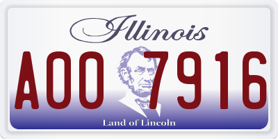 IL license plate A007916
