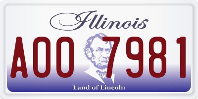 IL license plate A007981