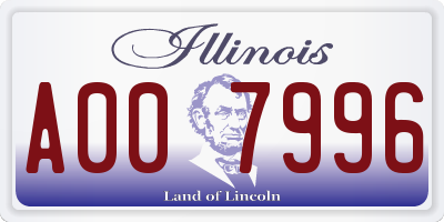 IL license plate A007996