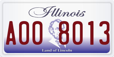 IL license plate A008013