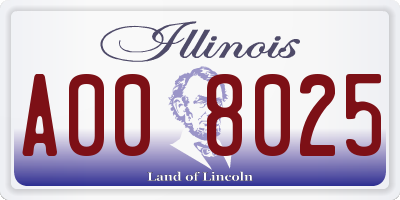 IL license plate A008025