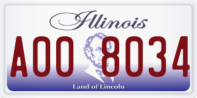 IL license plate A008034