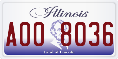 IL license plate A008036