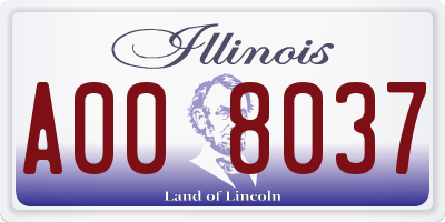 IL license plate A008037
