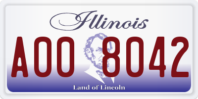 IL license plate A008042