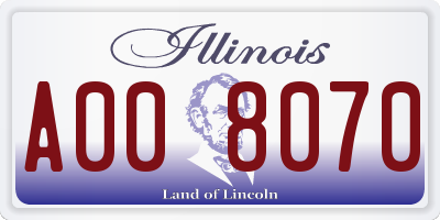 IL license plate A008070