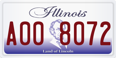 IL license plate A008072