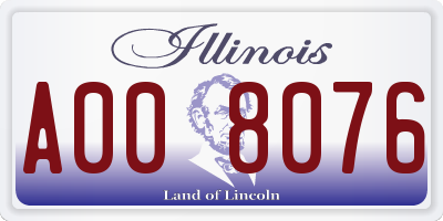 IL license plate A008076