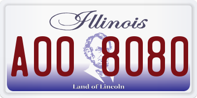 IL license plate A008080