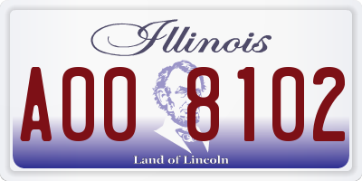 IL license plate A008102