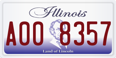 IL license plate A008357